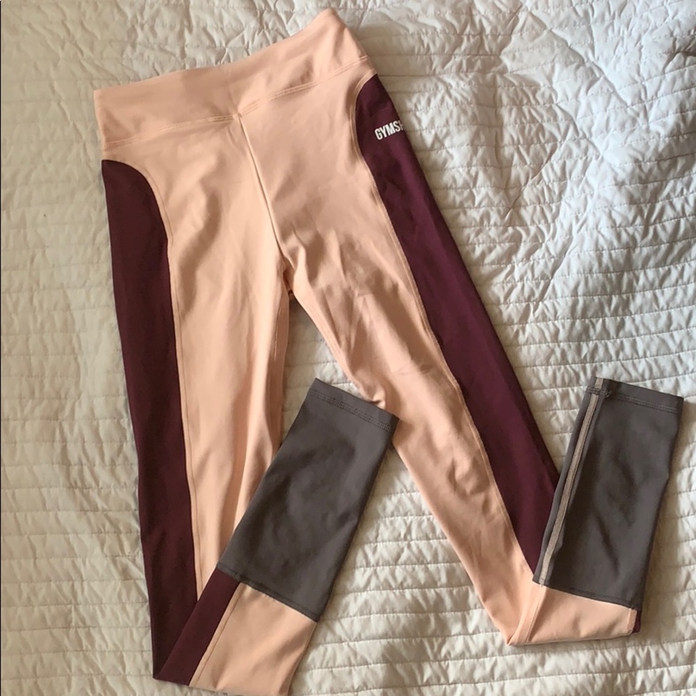 Pink/gray/ruby Gymshark illusion legging small
